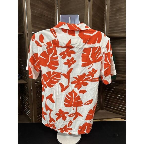 Denim & Flower White Orange S/S Pattern Men’s Small Button Up NWT MSRP - $44 - Picture 2 of 3